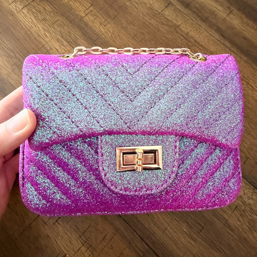 Glittery Purple Kids' Crossbody Handbag
